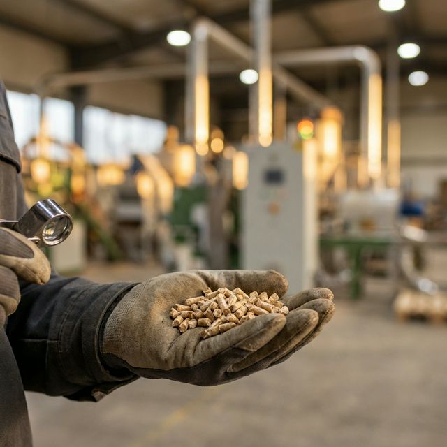 High density biomass wood pellets render